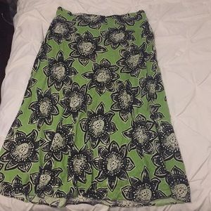 Green, Black & White A-Line Skirt
